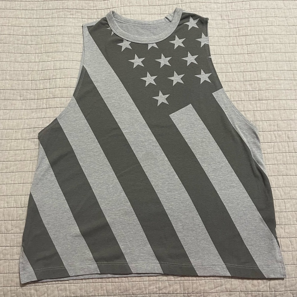 Under Armour Loose Heat Gear Gray Stars Stripes Tank Top Women's Size Small